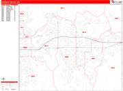 Spokane Valley Wall Map Red Line Style
